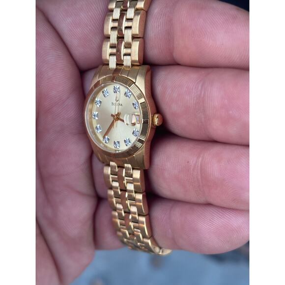 Bulova C960496 Diamond Accent Gold Tone Women’s Watch. New Battery. main image 8